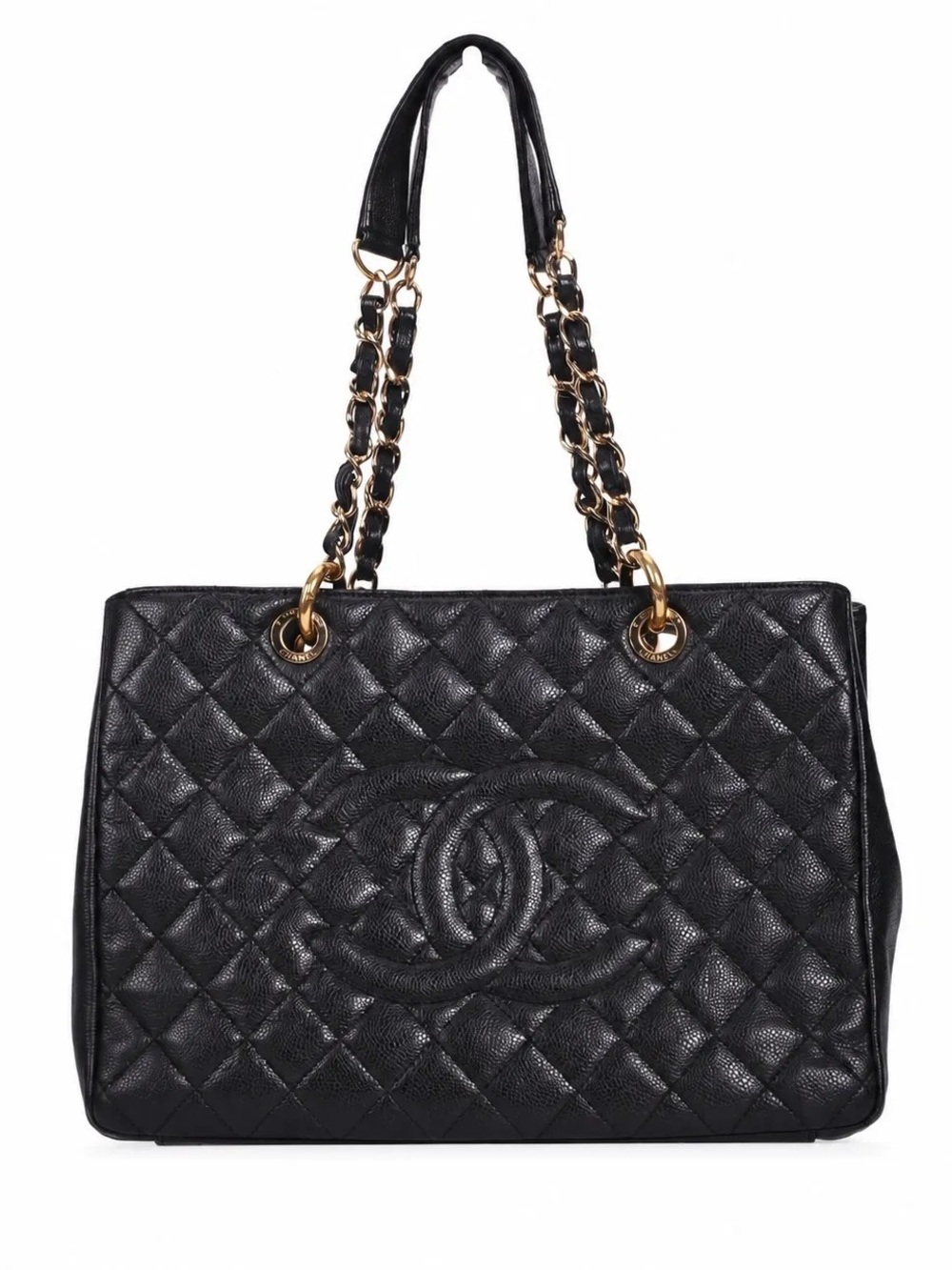 Chanel Grand Shopping Tote GST Black Caviar Leather Gold Hardware